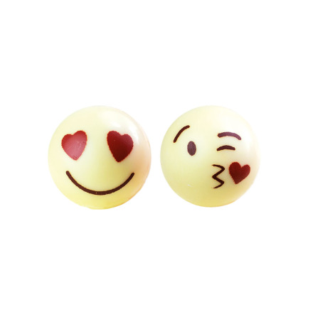 Chokladboll Emojilove Vit 3D 2 sorter 27 mm 